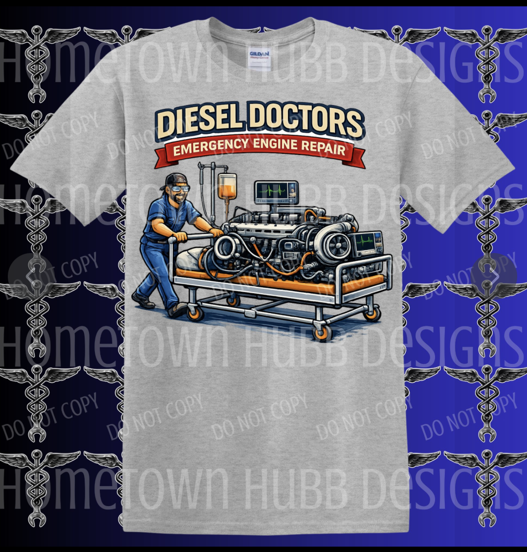Diesel Doctors Emergency Engine Repair gray T-shirt