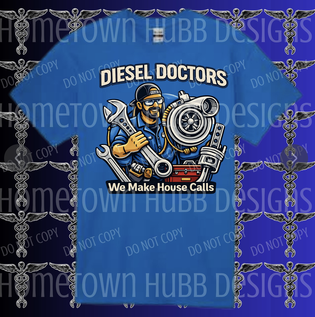 Diesel Doctors We Make House Calls blue T-shirt